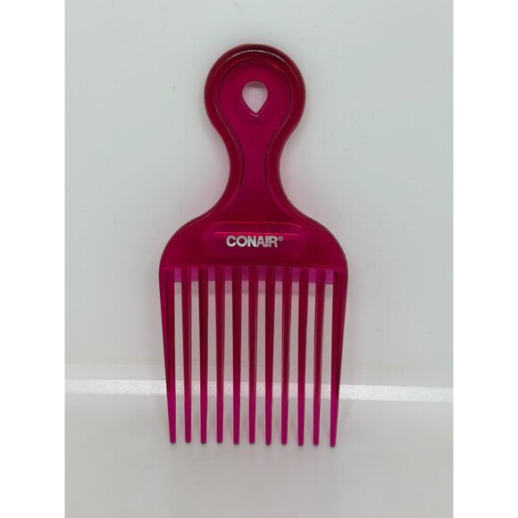 VTG Conair Pink Hair Styling Pick Hard Clear Acrylic Comb Plastic Lift 90s Retro - Picture 2 of 3